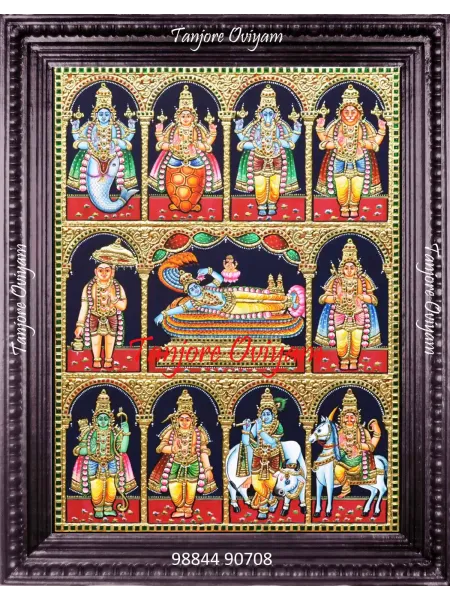Dasavatharam Tanjore Painting - Vishnu Dashavatar Painting
